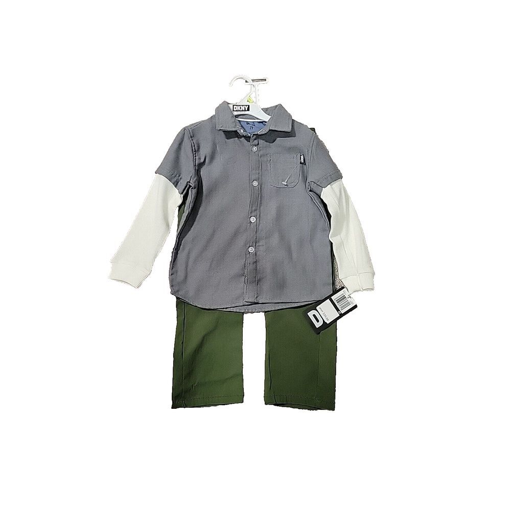 DKNY Boys 2 Piece Set- pants and button up shirt - 4T NWT